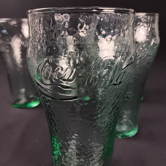 Set of 5 Vintage Coca Cola Pebbled Drinking Collector Glasses 6in - Picture 4 of 5